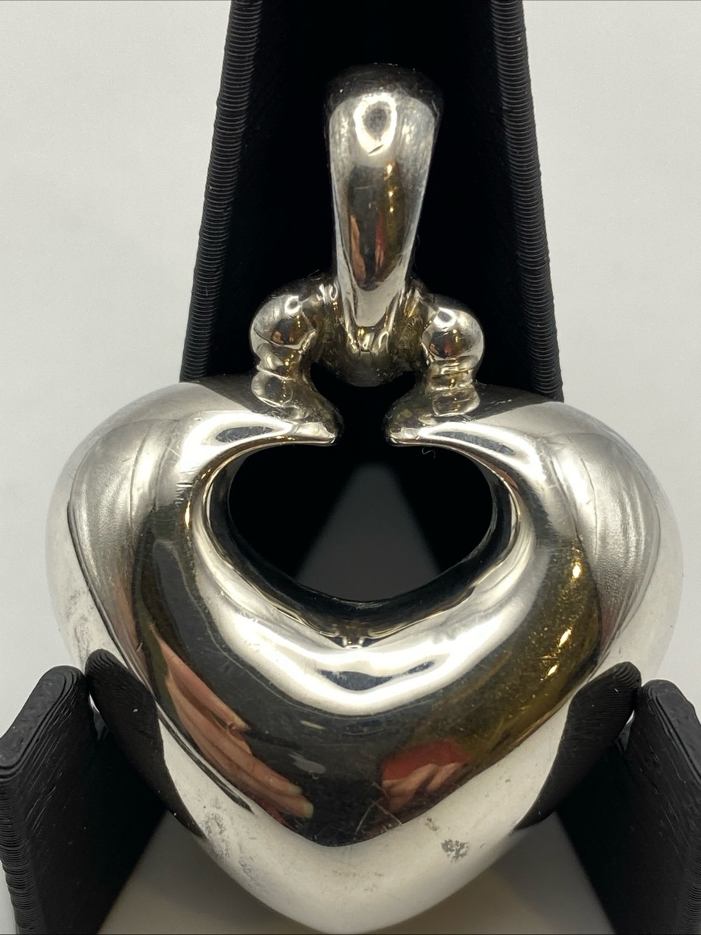 ESPO SIG. Sterling Silver 925 Puff Heart Pendant Joseph Esposito 1 -1/4'' Vtg.